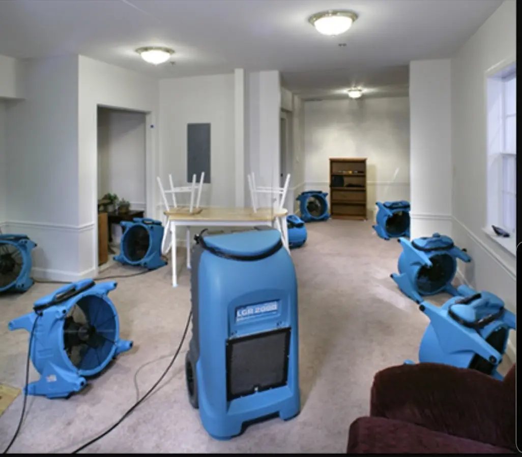 Air movers and dehumidifier setup for Water Extraction & Removal in Tenafly